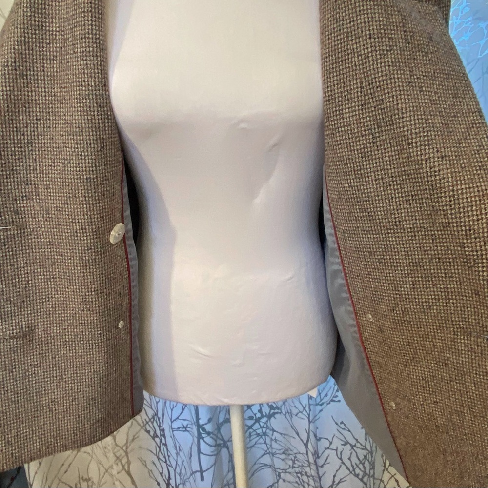 LAFAYETTE 148 tan brown Double Breasted Check Print Wool Jacket blazer - Picture 9 of 14